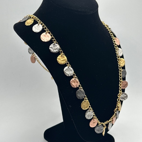 Kenneth Jay Lane kjl mixed metal coin necklace #439 - Picture 2 of 6